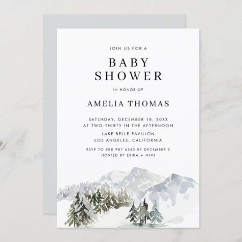 Watercolor Cactus Gender Neutral Baby Shower Invitation Winter Forest Theme, Winter Bridal Shower Invitations, Holiday Baby Shower, Winter Bridal Showers, Modern Baby Shower Invitations, Animal Baby Shower Invitations, Gender Neutral Baby Shower Invitations, Simple Typography, Woodland Baby Shower Invitations