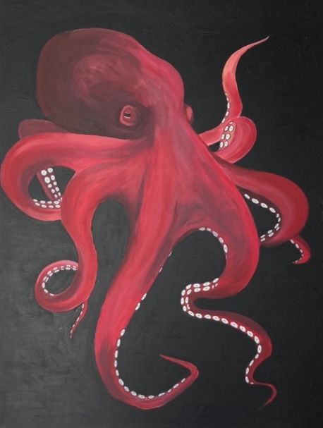 How To Paint Octopus, Painting Of Octopus, Squid Painting Acrylic, Octopus Painting Ideas, Octopus Pop Art, Octopus Painting Acrylic Easy, Octopus Painting Easy, Jelly Fish Painting Acrylic, Octopus Painting Acrylic