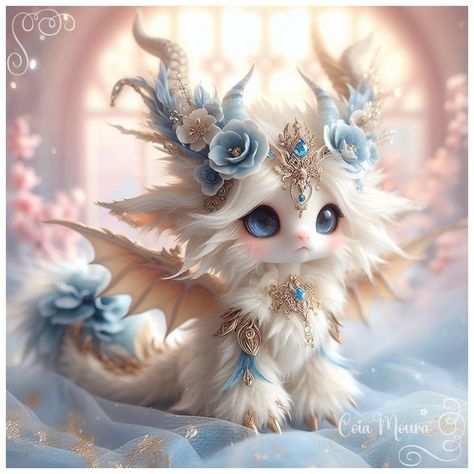 Another entry of our pet Goat as a mystical unicorn in an enchanted forest! 😘 MaDolly Goaticorn rainbow colors. Costume. Cute animal photography #unicorn” Mystical Animals, Art Mignon, Cute Animal Clipart, Cute Fantasy Creatures, Fantasy Creatures Art, Cute Dragons, Handcrafted Art, Cute Creatures, Creature Art