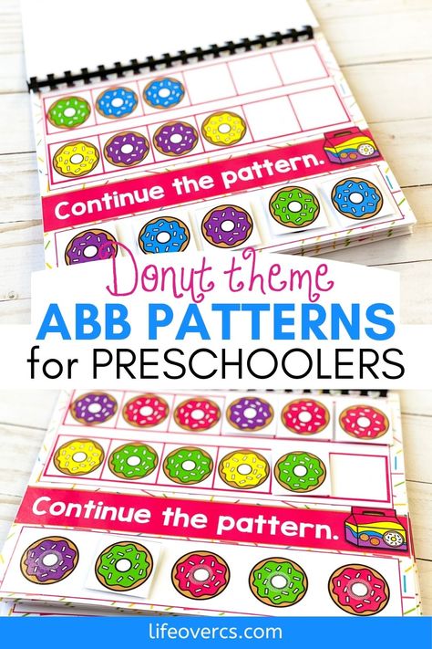 Donut Theme Preschool Activities, Donut Activity Preschool, Donuts With Grownups Activities, Preschool Donut Activities, Donut Activities For Preschool, Pattern Activities Preschool, Patterns For Preschoolers, Donut Activities, Patterns For Preschool