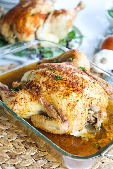 Baked Rotisserie Chicken made in the Oven · Easy Family Recipes Rotisserie Chicken In The Oven, Homemade Rotisserie Chicken, Buffalo Chicken Flatbread, Rotisserie Chicken Seasoning, Mix Vegetable Recipe, Whole Baked Chicken, Rotisserie Chicken Recipe, Chicken In The Oven, Family Dinner Recipe