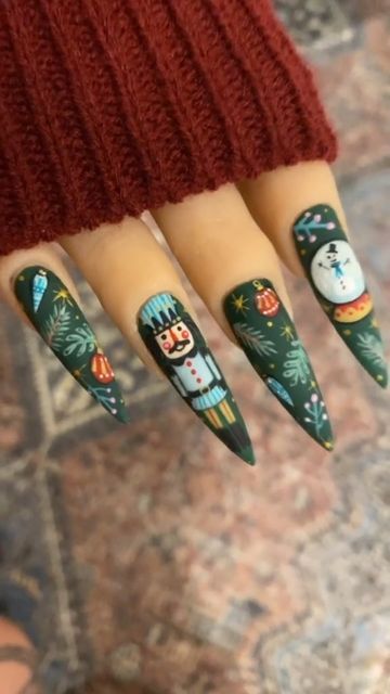 LUXAPOLISH ® LUXA ® on Instagram: "‘Tis the season for nutcrackers, snow globes, & Xmas nail art🎄✨ Cute & festive set by @nailedbycleo using ALL Luxa products🤩 🤍SAVE & SHARE this post with a friend to spread the nail inspo! #luxapolish #luxa #christmasnails #holidaynails #nailinspo #winternails #nails2inspire #nailspro #nailfeed #nailaddict #nailporn #nailgame" Crazy Xmas Nails, Detailed Christmas Nails, Nutcracker Christmas Nails, Nutcracker Nail Art, Disney Christmas Nail Art, Nutcracker Nails Designs, Snowglobe Nails, Crazy Christmas Nails, Christmas Nail Art Designs Xmas