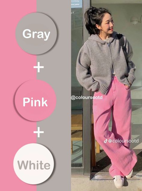 Pink Contrast Color Combinations, Pink Color Combinations Outfit, Mix And Match Outfits Hijab, Contrast Outfit, Pink Combination, Color Generator, Stylish Outfits Casual, Boyish Outfits, Pink Color Combination