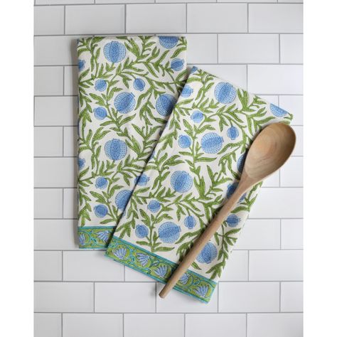 Kitchen Towel Pomegranate Blue, Set of 2 | Faire.com Artisan Kitchen, Mexican Kitchens, Autumn Tea, Boho Kitchen, Kitchen Towel Set, Linen Pillows, Work For You, Kitchen Towel, Terry Cloth