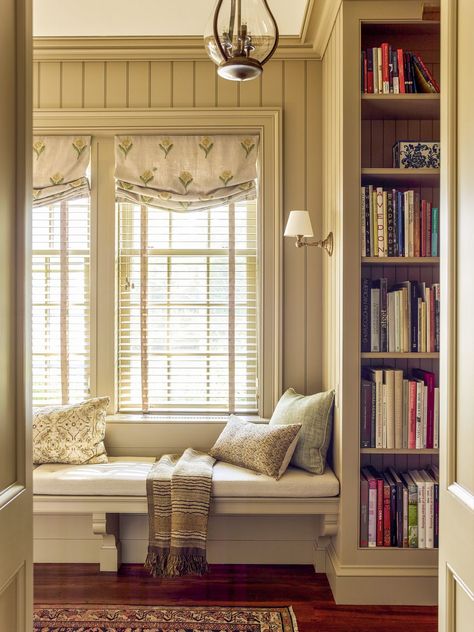 Gil Schafer, Window Seat Ideas, Veranda Magazine, Maine Cottage, Window Seat, Maine House, Ranch House, Built Ins, One Bedroom