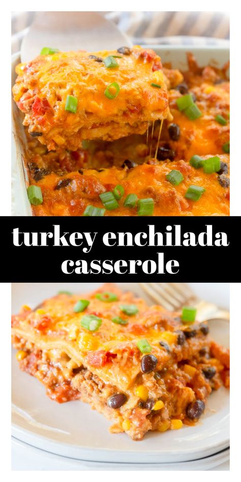 Healthy Ground Turkey Enchilada Recipe, Mexican Ground Turkey Casserole, Enchilada Casserole Turkey, Turkey Zucchini Enchilada Casserole, Healthy Enchiladas Casserole, Ground Turkey Mexican Lasagna, Mexican Casserole With Ground Turkey, Enchiladas Turkey Ground, Healthy Enchilada Bake