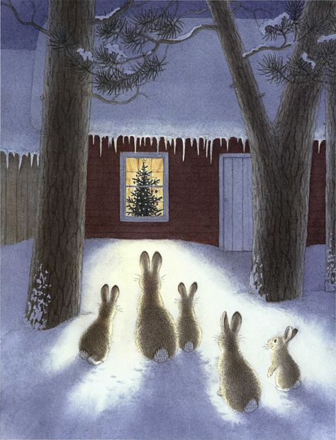 Do Rabbits Have Christmas? Images Noêl Vintages, Bunny Art, Christmas Scenes, Winter Art, Christmas Mood, Christmas Paintings, Christmas Illustration, Christmas Images, Pics Art