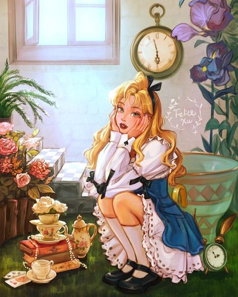 Alice In Wonderland Fanart, Alice In Wonderland Artwork, Wonderland Artwork, Alice In Wonderland Aesthetic, Alice In Wonderland Characters, Alice In Wonderland Disney, Disney Fanart, Procreate Drawing, Alice Madness