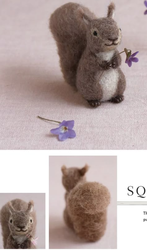 Squirrel Needle Felt, Felted Squirrel Tutorial, Felted Woodland Creatures, Needle Felting Squirrel, Needle Felted Woodland Animals, Needle Felt Woodland Animals, Needle Felting Beginner, Needle Felting For Beginners, Felt Squirrel