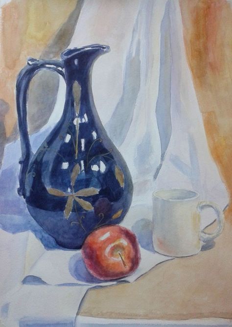 Watercolor Still Life Simple, Watercolor Art Still Life, Watercolor Paintings Still Life, Still Life Watercolor Paintings, Wine Painting, Charcoal Art, Drawing Anime Clothes, Still Life Drawing, Watercolor Paintings Tutorials