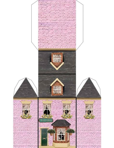 Christmas Village Displays Flower Shop Display, Paper House Template, House Template, Paper Toys Template, Paper Doll House, Christmas Village Houses, Miniature Printables, Christmas Village Display, Glitter Houses