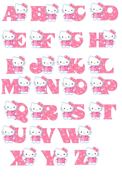 Cute Fonts To Draw, Hello Kitty Letters Alphabet, Hello Kitty Font, Hello Kitty Letters, Hello Kitty Baby Shower, Hello Kitty Theme Party, Sony Led, Valentine Art Projects, Kitty Crafts