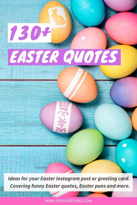 Springtime, bright colors, Easter bunnies, chocolate – there are so many Easter quotes to share. Whether your Easter is all about fun, or a bit of fun mixed with the holiday's religious significance, here are some ideas for finding the perfect words for that Easter holiday Instagram post or Easter greeting card. #Easter | Easter Quotes | Easter Wishes | Funny Easter Quotes | Easter Quotes Religions | Easter Puns | Easter greeting card | Easter eggs | Easter bunny Easter Messages For Cards, Cute Easter Quotes, Funny Easter Quotes, Funny Easter Wishes, Funny Easter Jokes, Funny Easter Pictures, Easter Card Messages, Easter Inspirational Quotes, Easter Puns