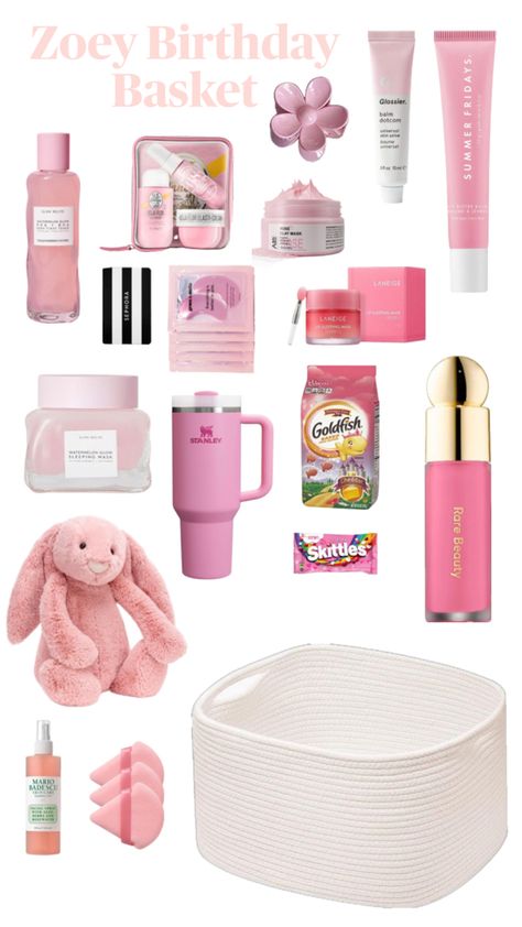 I Could Never Afford This But It Would Be Fun To Buy! Best Friend Gift Basket Ideas, Friend Gift Basket Ideas, Gift Ideas Expensive, Best Friend Gift Basket, Pink Christmas Birthday, Friend Gift Basket, Best Friend Birthday Gift Ideas, Birthday Gift Basket, Pink Basket