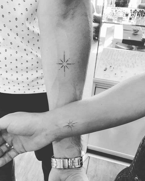 North Star Tattoo Ideas In 2021 – Meanings, Designs, And More|#tattoo #handtattoo #tattoos #tattooideas 1039 North Star Neck Tattoo, North Star Couple Tattoo, Meaning Of Star Tattoo, Couple Star Tattoos, Star Meaning Tattoo, Northern Star Tattoo Meaning, Star Forearm Tattoo Women, Men’s Star Tattoo, Fine Line North Star Tattoo