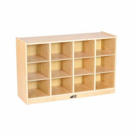 12-Tray Cabinet, Natural Tray Cabinet, Tidy Books, Daycare Furniture, Cubby Bins, Preschool Furniture, School Storage, Storage Cubby, Clear Bins, Tray Storage