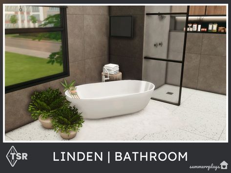 The Sims Resource - Linden Bathroom - TSR CC Only Sims 4 Walk In Shower Cc, Sims 4 Cc Italian Furniture, Sims Personality, Sims Love, Celebrity Mansions, City Bathrooms, Cc Shoes, Cc Furniture, Sims 4 Cc Shoes