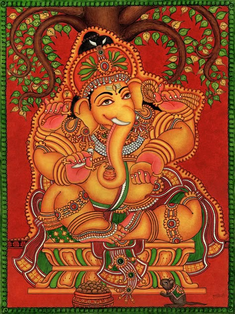 Kerala mural drawing vinayaka Ganpati Mural Art, Mural Ganapathi, Ganapathy Mural Paintings, Lord Ganesha Kerala Mural Painting, Ganapati Mural Painting, Ganesh Mural Painting, Ganesha Kerala Mural Painting, Kerala Mural Ganesha, Ganapathi Mural Painting