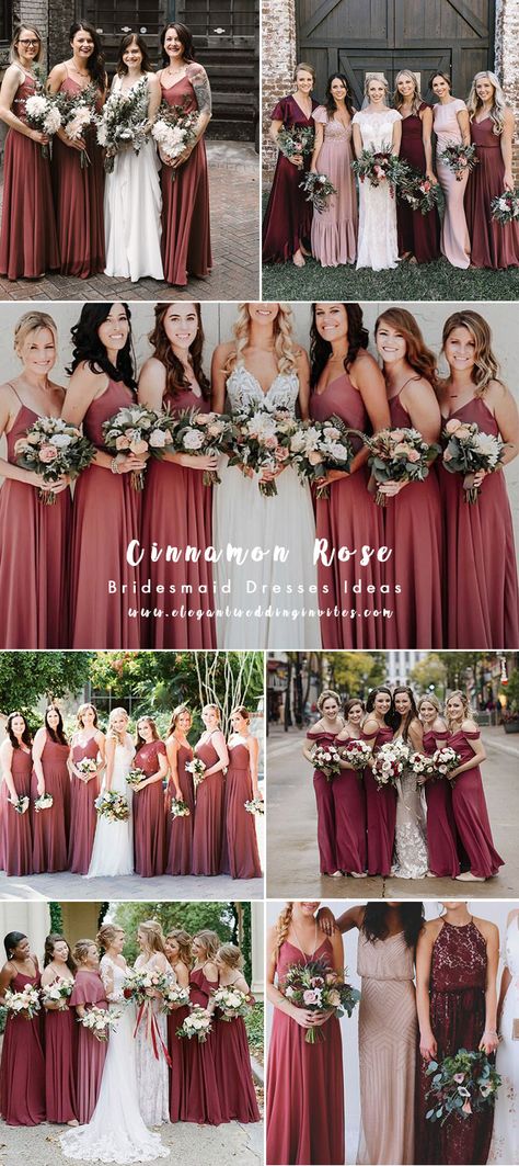 Red Fall Bridesmaid Dresses, Bridesmaid Dresses Cinnamon Rose, Cinnamon Rose Dress Wedding, Bridal Party Cabernet, Summer Colors For Bridesmaid Dresses, Bridesmaid Dresses Canyon Rose, Cinammon Rose Bridesmaid Dress, Cinnamon Rose And Dusty Rose Wedding, November Wedding Colors Bridesmaid Dress