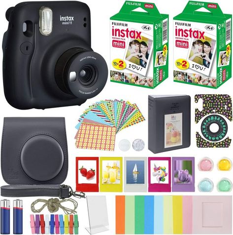 Fujifilm Instax Mini 11 Instant Camera Charcoal Gray + MiniMate Accessories Bundle + Fuji Instax Film Value Pack (40 Sheets) Accessories Bundle, Color Filters, Album, Frames Mini 11 Instant Camera, 40th Birthday Party Favors, Fujifilm Instax Mini 11, Instax Mini 11, Small Photo Albums, Fuji Instax Mini, Portable Photo Printer, Instax Film, Fuji Camera