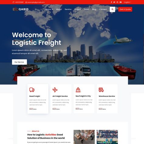 Qabid - Logistic & Transportation Landing Page Template Logistics Website Design Inspiration, Landing Ideas, Banner Web, Landing Page Template, Service Projects, Ui Design Inspiration, Landing Page Design, Page Template, Page Design