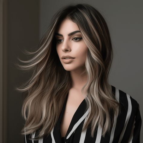 These 65 Brown Hair With Highlights Ideas Will Make You The Envy Of All Your Friends Asian Bayalage Hair Ash Blonde, Ash Highlights Brown Hair, Ash Brown Hair With Highlights, Hair Highlight Trends, White Ombre Hair, Highlights For Dark Brown Hair, Highlights Ideas, Highlights Lowlights, Hair 2022