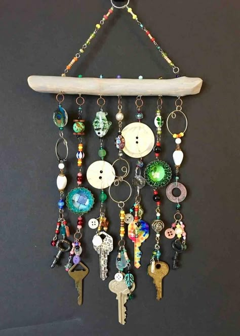 Carillons Diy, Wind Chimes Homemade, Key Crafts, Wind Chimes Craft, Painting Concrete Porch, Ballerina Art, Diy Wind Chimes, Concrete Porch, Driftwood Crafts