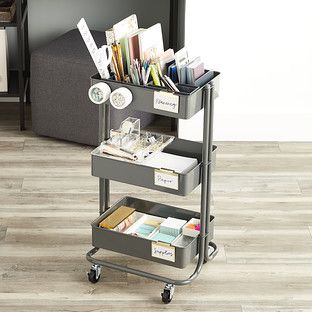 Office Storage Cart Starter Kit Container Store Closet, Office Cart, Indoor Planting, Nursery Supplies, Office Storage Solutions, Rolling Storage Cart, Desk Area, College Room, Rolling Storage