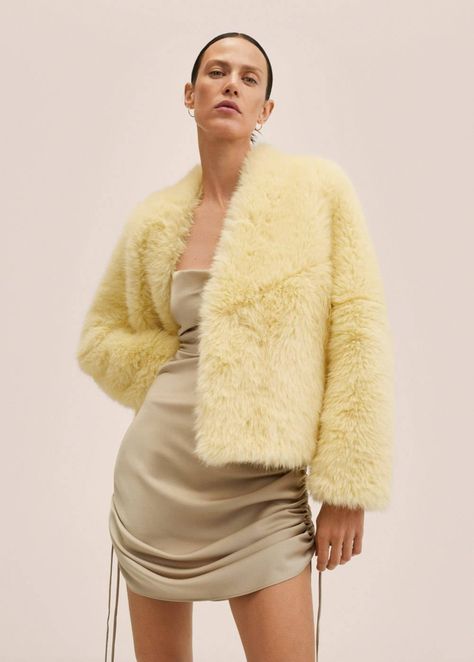 Popcorn Yellow Will Be Spring's Biggest Color Trend | Who What Wear Oversized Faux Fur Coat, Transitional Jacket, Urban Boutique, Makeover Studio, Band Photoshoot, Fur Design, Elegant Jacket, Summer Colours, Film Festivals