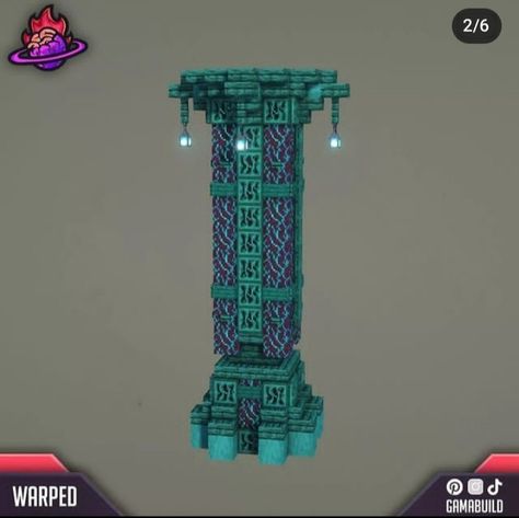 Mincraft Pillar, Nether Themed Builds, Minecraft Pillars Design, Prismarine Builds Minecraft, Minecraft Prismarine Builds, Minecraft Pillar, Minecraft Pillar Designs, Minecraft Wall Designs, Minecraft Fountain