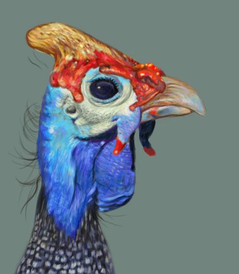 Guinea Fowl Art, Guinea Hens, Painting Garden, Animal Illustration Art, Corel Painter, Guinea Fowl, Australian Birds, Bird Painting, Garden Ornament