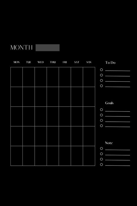 Dark Mode Monthly Planner Minimalist Journal wellnessplanner #adhdplanner. Goodnotes 6, Nail Background, Budget Digital Planner, Digital Planner Canva, Digital Planner Design, Digital Planner Business, Planners 2023, To Do Lists Aesthetic, Black Planner