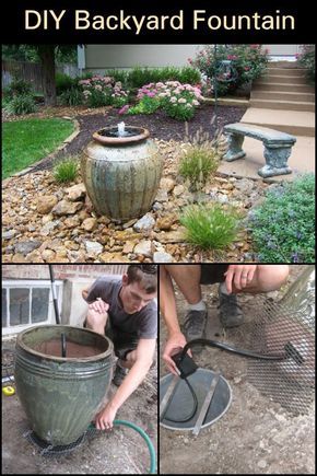 Backyard Fountain, Taman Air, Diy Water Feature, Diy Water Fountain, Diy Garden Fountains, Fountains Backyard, Diy Fountain, Backyard Water Feature, Water Fountains Outdoor