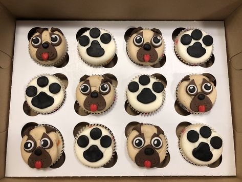 Pug cupcakes Pug Cupcakes Easy, Pug Cupcakes, Puppy Pool, Pug Party, Fun Cupcakes, It's Your Birthday, Pool Party, Pug, Birthday Ideas