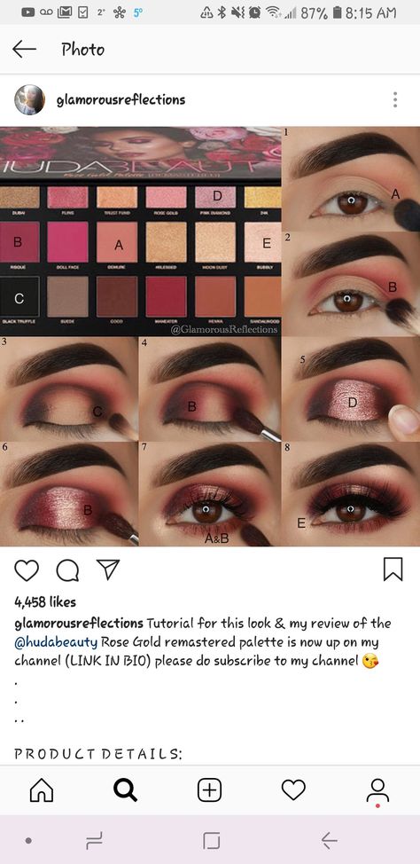 Huda Palette, Huda Beauty Rose Gold Palette, Huda Beauty Eyeshadow Palette, Rose Gold Palette, Huda Beauty Eyeshadow, Rose Gold Eye Makeup, Huda Beauty Rose Gold, Make Up Designs, Eye Makeup Styles