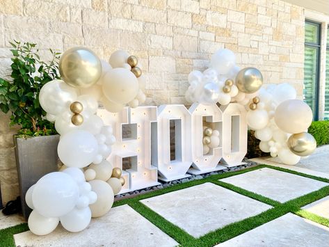 Homecoming Arch Ideas, Balloon Garland Arch Backdrop, Marquee With Balloons, Letters With Balloons, Marquee Letters With Balloons, Homecoming 2024, Hoco 2024, Hoco Pics, Homecoming Week