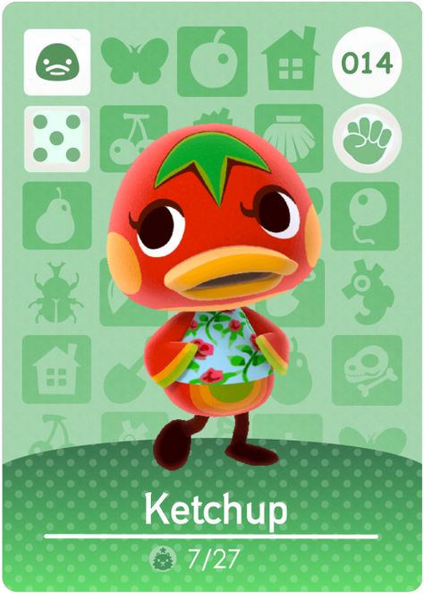 Acnh Ketchup, Ketchup Animal Crossing, Lino Ideas, Acnh Villagers, Animal Crossing Amiibo, Animal Crossing Amiibo Cards, Amiibo Cards, Animal Crossing Characters, Animal Crossing Villagers