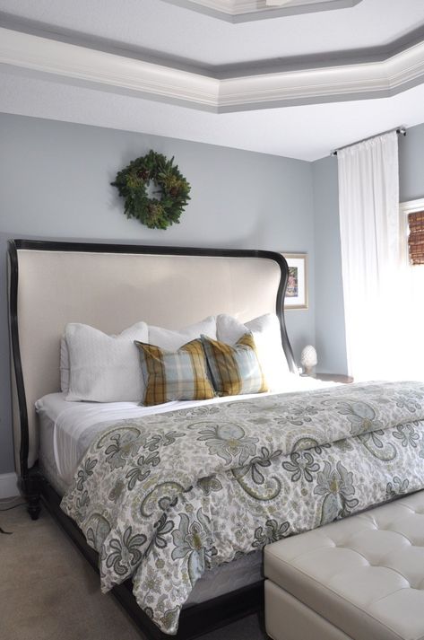 My Favorite Sherwin Williams Paint Colors - Evolution of Style Bedroom Paint Colors Sherwin Williams, Sherwin Williams Blue, Bedroom Paint Colors Master, Sherwin Williams Paint, Blue Gray Paint, Holiday Home Tour, Sherwin Williams Paint Colors, Grey Paint Colors, Bedroom Paint Colors