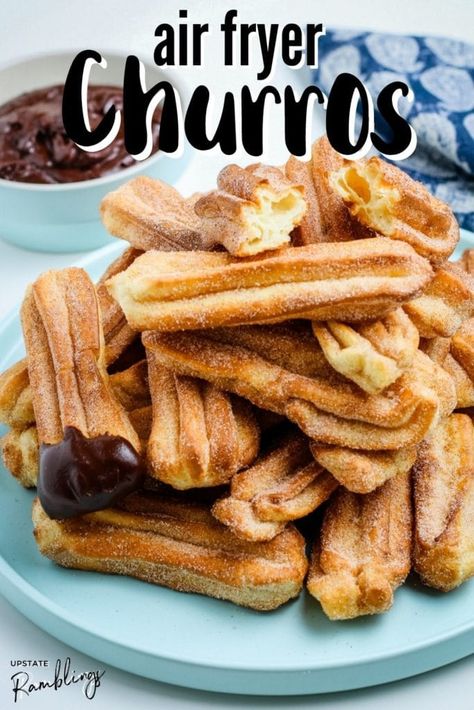 Air Fryer Churros Recipe, Air Fryer Churros, Air Fryer Desserts, Chocolate Desserts Fancy, Upstate Ramblings, Stuffed Apples, Mexican Treats, The Best Air Fryer, Air Fried Food