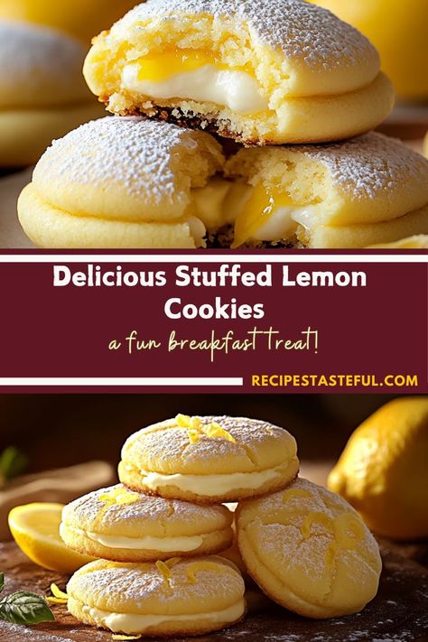 These Delicious Stuffed Lemon Cookies are soft, chewy, and bursting with refreshing lemon flavor. Filled with a sweet, tangy lemon cream center, these cookies offer the perfect balance of citrusy sweetness and melt-in-your-mouth goodness. Ideal for dessert or a sweet treat anytime! Cheesecake Stuffed Strawberries, Stuffed Strawberries, Stuffed Cookies, Simple Dessert, Lemon Flavor, Strawberry Filling, Lemon Cookies, Lemon Cream, Balls Recipe