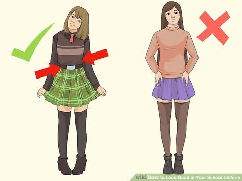 How to Look Good In Your School Uniform (with Pictures) - wikiHow Best School Uniform, How To Look Attractive, College Uniform, Winter Outfits For School, School Uniform Fashion, School Uniform Outfits, Summer School Outfits, Fall Outfits For School, Grunge Dress