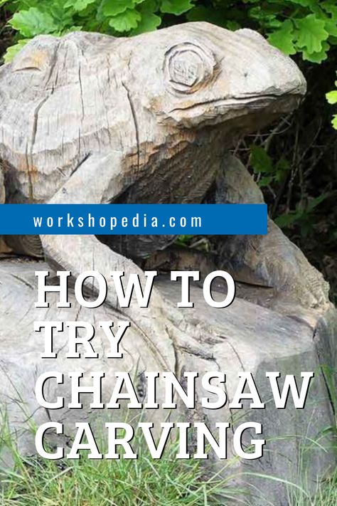 Chainsaw carving can produce great results when done well! Chain Saw Carving Tree Stumps, Easy Chainsaw Carving, Chainsaw Carving For Beginners, Chainsaw Carving Ideas, Carved Tree Stump, Chainsaw Carving Patterns, Stump Art, Tree Carvings, Totem Pole Art