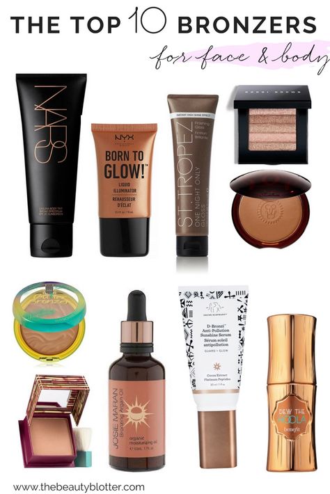 THE TOP 10 BRONZERS FOR FACE & BODY | I am sharing the top 10 bronzers for face and body, including some drugstore & clean options, as well as the perfect choices for us paler gals | DRUGSTORE BRONZER, BRONZER FOR PALE SKIN, TUTORIAL, HOW TO APPLY, POWDER, LIQUID, MATTE, SHIMMER, Bronzer For Pale Skin, Best Drugstore Bronzer For Fair Skin, Best Bronzer For Medium Skin, Best Liquid Bronzer, One Size Bronzer, Drugstore Bronzer, Skin Tutorial, Body Bronzer, Liquid Bronzer