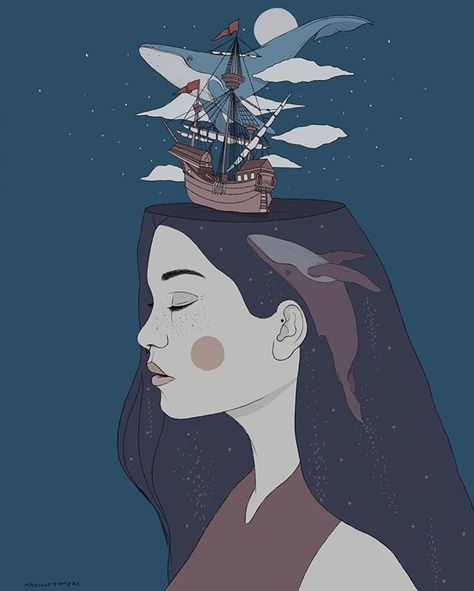 Lead me down to the sea. To where the sirens call and where the waves are raging free.  Illustration by Pietro Tenuta (@maniacodamore)  #imagination #visions #choicepicks #dreamy #surreal #lateatnight #lostinspace #seatheraphy #sealove #seasoul #sirenscall #sailorssoul Dreamy Illustration, Illustration Art Drawing, Wildest Dreams, Sketch Inspiration, People Illustration, Dreamy Art, Art Block, Funny Art, Anime Scenery