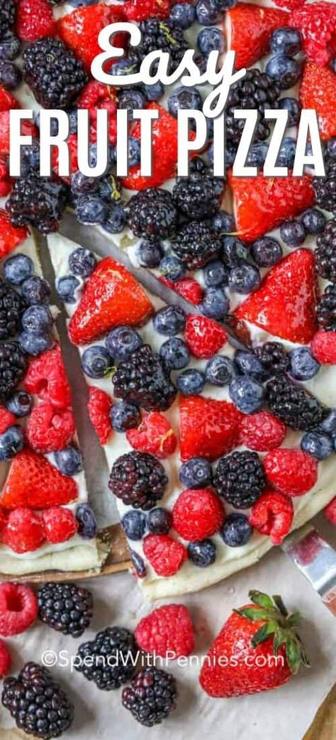 Fruit Pizza Crust, Pizza Sugar Cookie, Easy Fruit Pizza, Fruit Desserts Easy, Best Summer Desserts, Fruit Pizza Sugar Cookie, Sugar Cookie Crust, Summer Produce, Fruit Pizza