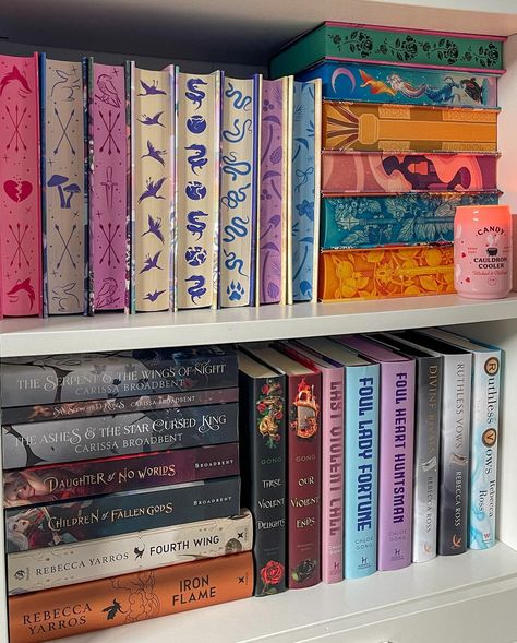 A little peek into my bookshelves 🧚‍♀️ They’re organized by how I can fit more books into them right now (chaos ik). How do you usually go about organizing your books? If you see multiple copies of certain books, no you don’t. #bookstagram #bookshelves #specialeditionbooks #fantasybooks #romantasybooks #bookrecs #bookreader Bookstagram Bookshelves, Aesthetic Bookshelves, Book Annotation Tips, Bookworm Aesthetic, Books Design, Home Library Design, Book Annotation, Witch Books, Dream Book