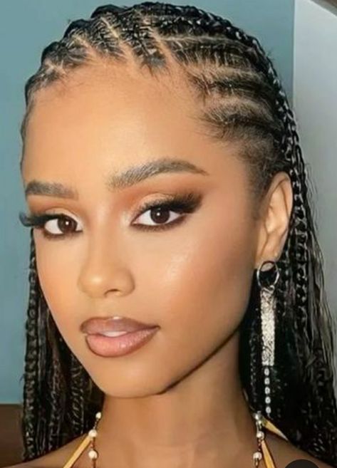 Goddess Braids Cornrows Ghana, Multiple Cornrow Hairstyles, Braided Hairstyles For Black Women On Natural Hair, Cornrows On Round Face, Box Braids With Cornrows On The Side, Fulani Braid Hairstyles For Black Women, Cornrow French Braid Hairstyles, Cornrows Extensions Braids, Corn Row Designs Black Women