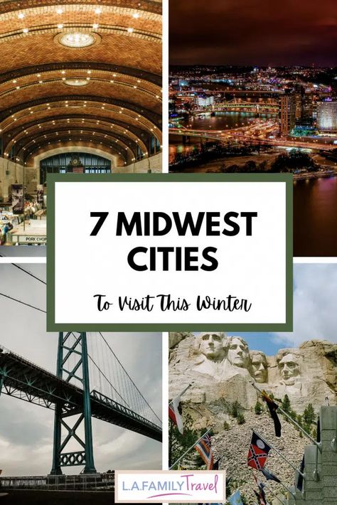 Visiting the Midwest in winter is not for the faint of heart, or at least not for those who don’t own snow boots. When I moved to Cleveland for college and my Clevelander cousin told me I needed knee-high snow boots, I thought she was exaggerating. She wasn’t! Despite the cold, these midwest destinations are still a perfect place to visit for winter vacation. In fact, if you summon your courage to visit, you’ll likely find that the snow and winter weather make these destinations more magical! Midwest Winter, Midwest Travel Destinations, 50 States Travel, Midwest Vacations, Midwest Road Trip, Winter Getaways, Road Trip Map, Cities To Visit, Road Trip Routes
