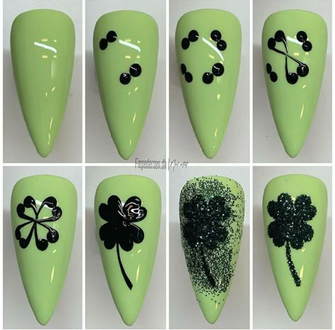 Step By Step Nails, Nail Art Designs Images, St Patricks Day Nails, Nail Drawing, Nail Art For Beginners, Nail Art Techniques, Nail Art Designs Diy, Floral Nail Art, Almond Nails Designs