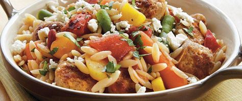 Here’s a delicious Italian skillet dinner that features orzo, pork sausage, Green Giant® vegetables and Muir Glen® tomatoes - ready in 20 minutes. Italian Sausage And Orzo, Orzo Sausage, Sausage And Orzo, Italian Skillet, Pasta Station, Orzo Skillet, Italian Pork, Sausage Links, Skillet Dinners